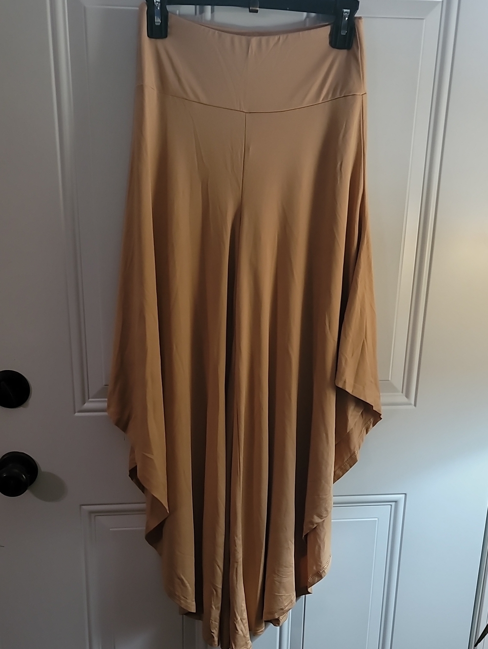 Flowy Asymmetrical Tan Pants - Women's Comfortable Summer Pants - Picture 4 of 7